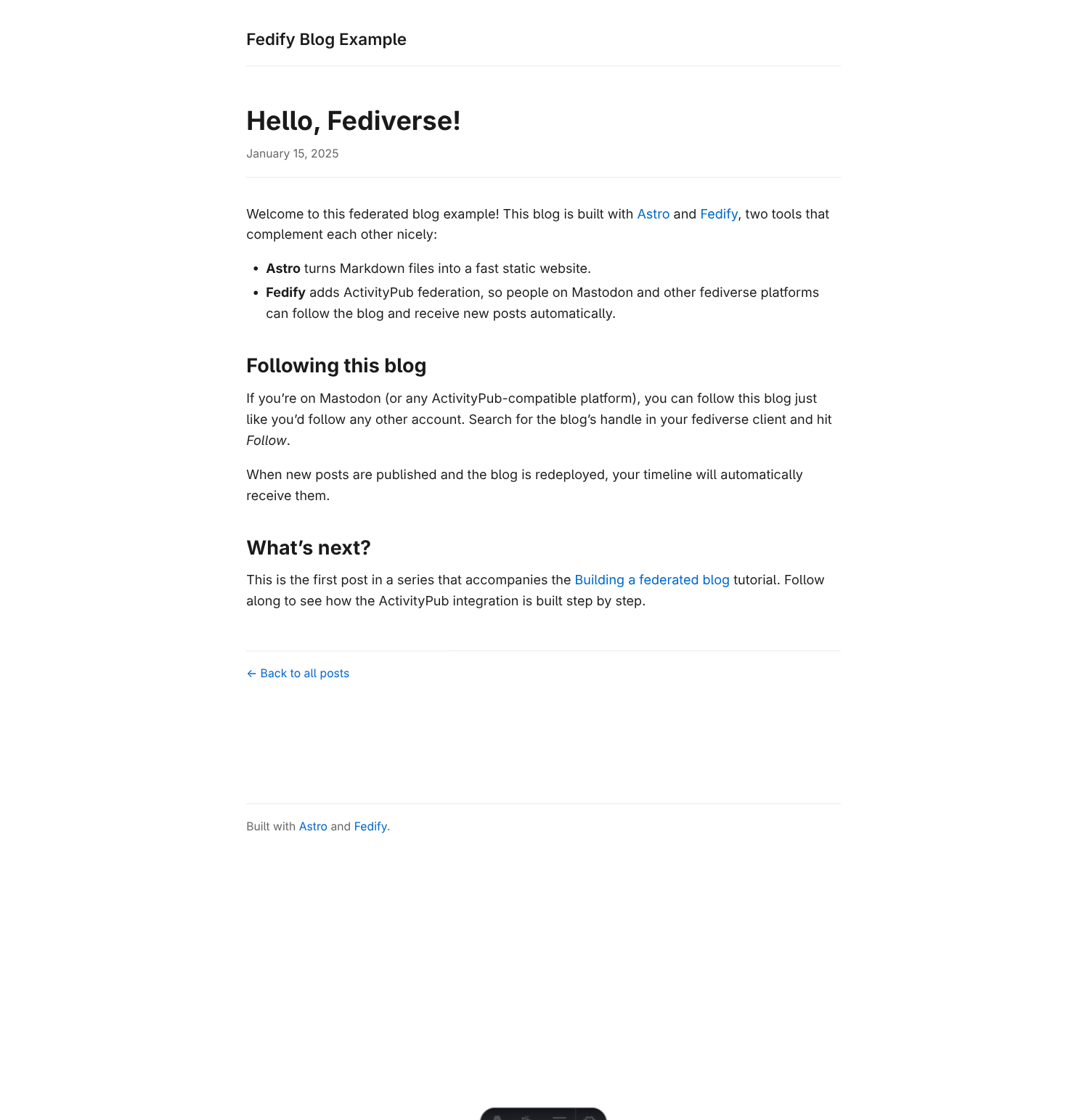 Individual blog post page